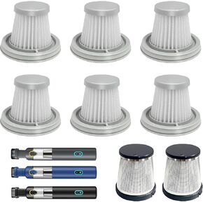 6 pack Washable Hepa with 2 pack Stainless Steel Pre-filter,Hepa Filter Replacement Compatible with Fanttik V8 Series (Fanttik Slim V8 Mate Vacuum & Fanttik V8 Apex Vacuum)