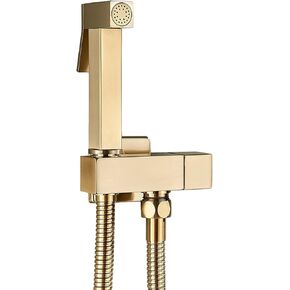 Brushed Gold Handheld Bidet Sprayer for Toilet Wall Mounted Baby Cloth Diaper Sprayer Brass Toilet Sprayer Single Cold Handheld Sprayer Kit for Personal Hygiene Cleaning