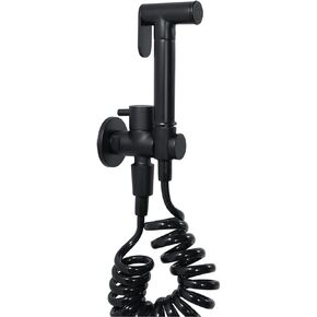 HandheldSprayer Brass Cloth Diaper Sprayer Set Black Round ShapeSprayer with Black Stretchable Hose for Bathing Pets in The Bathroom