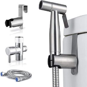 Handheld Bidet Sprayer for Toilet, 2-Function Stainless Steel Cloth Diaper Bidet Toilet Sprayer for Baby Wash with Bidet Hose for Feminine Wash