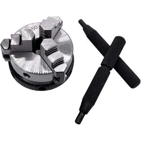 Mini Lathe Chuck 3 Jaws Woodworking Hand-Chuck with Mounting Thread Screw Rod Self-Centering Collet Tool 50mm K01-50 Chuck