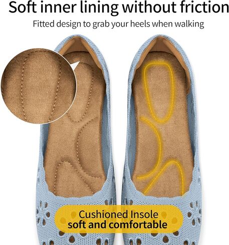 HARENCE Ballet Flats Shoes for Women: Comfortable Round Toe Summer Work Office Flat Slip on Walking Dress Shoes with Breathable Floral Eyelets in Kuwait