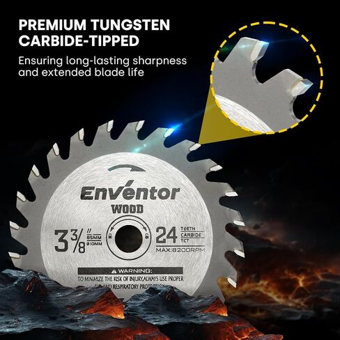 Enventor 3 Pack 3-3/8 Inch (85mm) Mini Circular Saw Blade for Mini Circular Saw, 24T Saw Blade Arbor Size 2/5-inch (10mm) for Wood, Plastic Cutting in Saudi Arabia