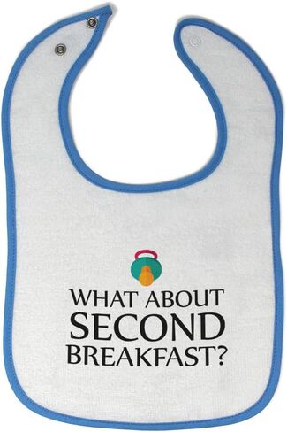 Toddler & Baby Bibs Burp Cloths Novelty What About Second Breakfast Funny Humor Cotton Baby Items for Baby Girl & Boy White Blue Design Only in Saudi Arabia