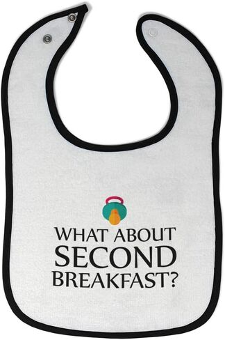 Toddler & Baby Bibs Burp Cloths Novelty What About Second Breakfast Funny Humor Cotton Baby Items for Baby Girl & Boy White Blue Design Only in Saudi Arabia
