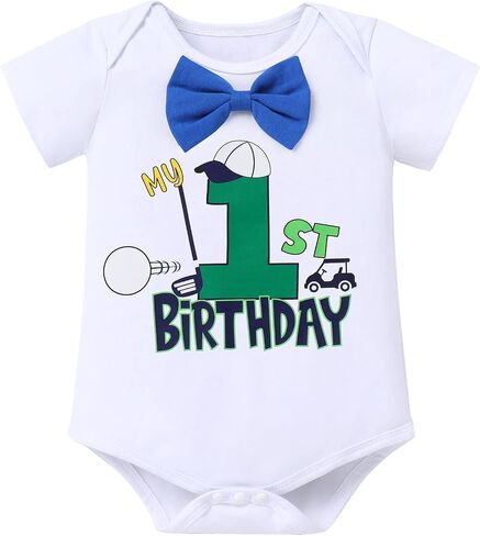 IBTOM CASTLE Baby Boy First Birthday Outfit Bow Tie One Year Old Romper Short Suspenders Cake Smash Clothes Set in Saudi Arabia