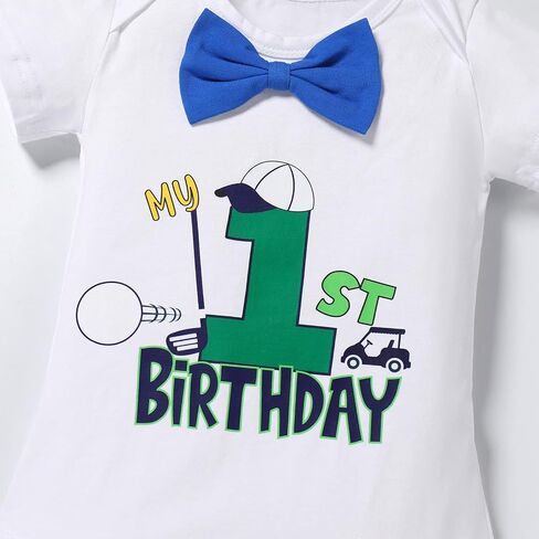 IBTOM CASTLE Baby Boy First Birthday Outfit Bow Tie One Year Old Romper Short Suspenders Cake Smash Clothes Set in Saudi Arabia