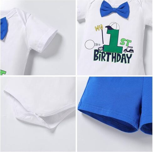 IBTOM CASTLE Baby Boy First Birthday Outfit Bow Tie One Year Old Romper Short Suspenders Cake Smash Clothes Set in Saudi Arabia