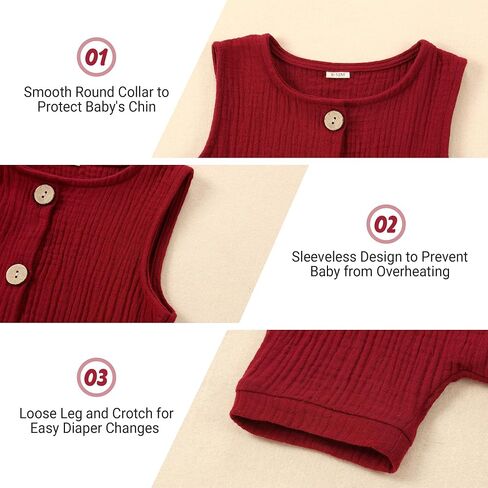 HAHASHOW Newborn Cotton Romper Baby Sleeveless Overalls Clothing Spring Summer Sleeveless Bodysuit Infant Outfit in Kuwait