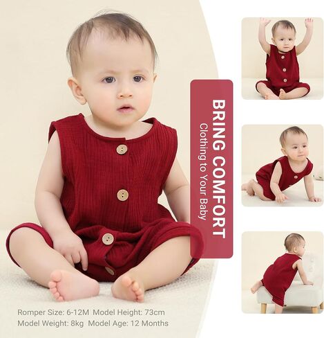 HAHASHOW Newborn Cotton Romper Baby Sleeveless Overalls Clothing Spring Summer Sleeveless Bodysuit Infant Outfit in Kuwait
