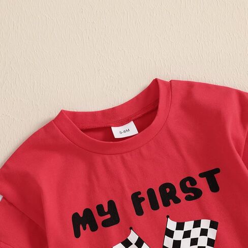KMBANGI My First Racing Season Outfit Baby Race Car Checkered Flag Romper | Baby Boy Girl Racing Season Romper, Short Sleeve T-shirt Romper, New to The Pit Crew, Casual Summer Clothes in Kuwait