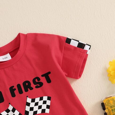 KMBANGI My First Racing Season Outfit Baby Race Car Checkered Flag Romper | Baby Boy Girl Racing Season Romper, Short Sleeve T-shirt Romper, New to The Pit Crew, Casual Summer Clothes in Kuwait