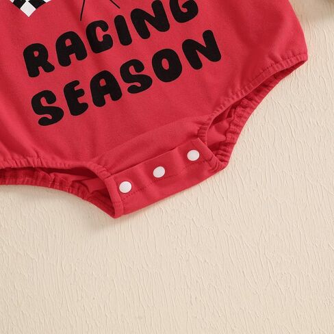 KMBANGI My First Racing Season Outfit Baby Race Car Checkered Flag Romper | Baby Boy Girl Racing Season Romper, Short Sleeve T-shirt Romper, New to The Pit Crew, Casual Summer Clothes in Kuwait