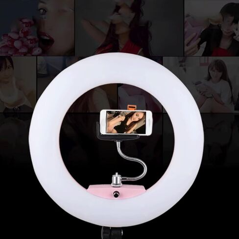 Fill Light Live Broadcast Ring Light Makeup Beauty Soft Light with Cell Phone Holder Fill Light for Tattoo Hair Salon Photography, Pink in Saudi Arabia