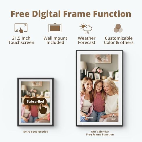 Dragon Touch 21.5" Digital Calendar Chore Chart – 1080P Full HD Interactive Touchscreen, Smart Family Planner, Hearth Display Digital Calendar Wall & Desk Mountable for Seamless Scheduling Black in Saudi Arabia