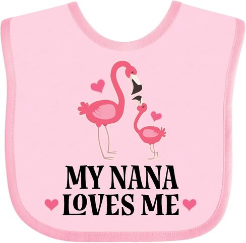 inktastic Nana Loves Me Girl Flamingo Baby Bib in Saudi Arabia