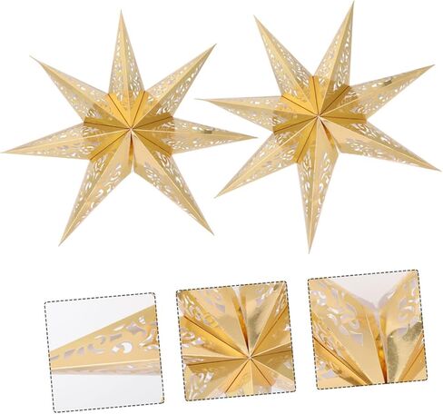3pcs Star Paper Paper Lantern Lampingades Decorations Alegant Hanging Star Decortings للمنزل in Kuwait