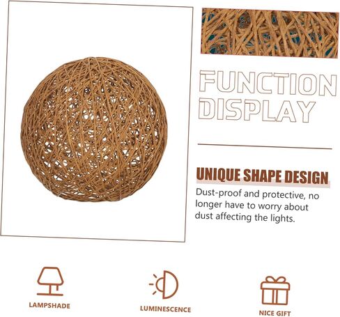 DOITOOL 3pcs Rattan Ball Light Cover Rattan Woven Lamp Shade Round Rope Ceiling Lamp Easy Install Home Lampshade in Saudi Arabia