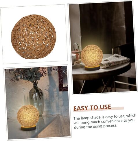 DOITOOL 3pcs Rattan Ball Light Cover Rattan Woven Lamp Shade Round Rope Ceiling Lamp Easy Install Home Lampshade in Saudi Arabia