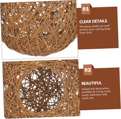 DOITOOL 3pcs Rattan Ball Light Cover Rattan Woven Lamp Shade Round Rope Ceiling Lamp Easy Install Home Lampshade in Saudi Arabia