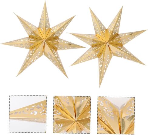 Uonlytech 3pcs Star Paper Lamp Shades Ceiling Hanging Lamp Cover for Bedroom Kitchen Office Holiday Celebrations Creates Beautiful in Saudi Arabia