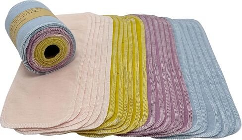 Reusable Toilet Paper Towels 24 Count Roll,Washable Absorbent No Tear Bidet Towels Cotton Cloth,Zero Waste Cleaning Supplies for Bathroom(Solid 4 Colors) in Kuwait