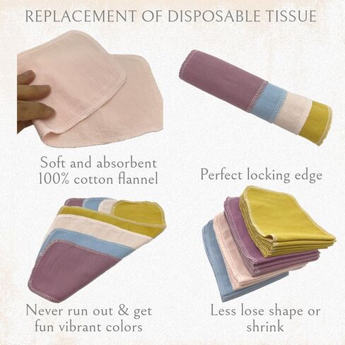 Reusable Toilet Paper Towels 24 Count Roll,Washable Absorbent No Tear Bidet Towels Cotton Cloth,Zero Waste Cleaning Supplies for Bathroom(Solid 4 Colors) in Kuwait