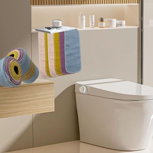 Reusable Toilet Paper Towels 24 Count Roll,Washable Absorbent No Tear Bidet Towels Cotton Cloth,Zero Waste Cleaning Supplies for Bathroom(Solid 4 Colors) in Kuwait