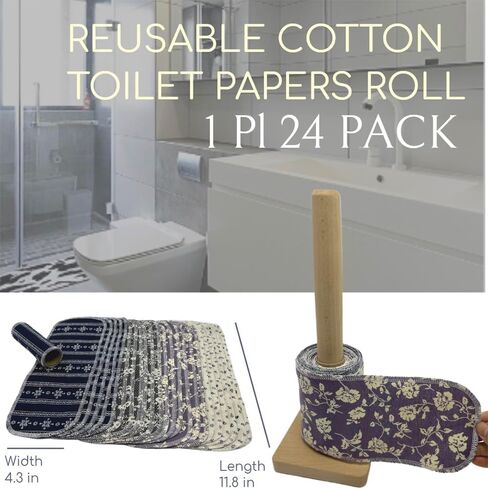 Reusable Toilet Paper Towels 24 Count Roll,Washable Absorbent No Tear Bidet Towels Cotton Cloth,Zero Waste Cleaning Supplies for Bathroom(Solid 4 Colors) in Kuwait