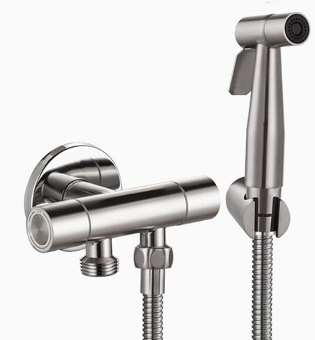 HandheldSprayer for Toilet Stainless Steel Baby Cloth Diaper Sprayer Brushed Portable Hand Held ToiletSprayer Head withHose and Bracket, for Feminine Wash,A(B) in Saudi Arabia