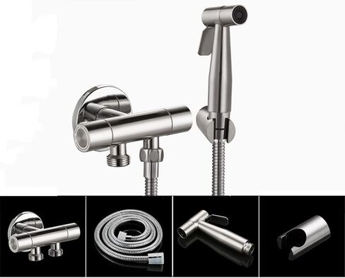 HandheldSprayer for Toilet Stainless Steel Baby Cloth Diaper Sprayer Brushed Portable Hand Held ToiletSprayer Head withHose and Bracket, for Feminine Wash,A(B) in Saudi Arabia