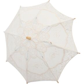 أنيقة المظلة الزفاف المظلة Photo Prop Prop Vintage Lace Parasol لتصميم زفاف الحجاب للزفاف تصميم خفيف الوزن للتصوير الفوتوغرافي الرومانسي وإمدادات الزفاف للاحتفالات