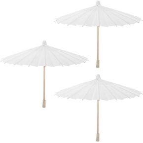 Luozzy 3 PCS أبيض DIY مظلة ورق زيت فارغة مع إطار خشب صلب للطلاء زخارف حفل الزفاف الدعائم الفوتوغرافية