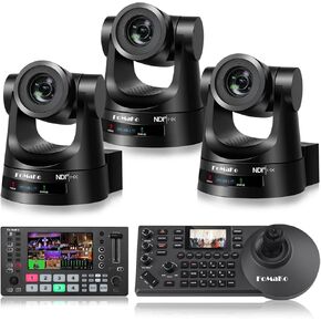 FoMaKo NDI Camera 20X Optical Zoom NDI PTZ Camera HDMI(3pcs) +M3 Video Mixer Switcher+ KC608 Pro PTZ Controller (KN20A x3 +M3+KC608 Pro)