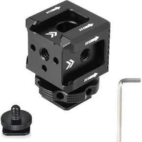 Triple Cold Shoe Mount with 1/4"-20 Thread 3 Port Cold Shoe Mount for Microphone LED Flash Light Monitor