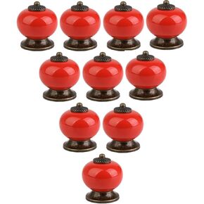 Pulls Bow,Pull Handle, Knob Handle,Door Knob，Kitchen Pull Handle Drawer Knobs Ceramic Door Cabinets Cupboard Hardware- Baby Kid's Furniture Lockers Handles Decorative - 10pcs, Red Handle(Re
