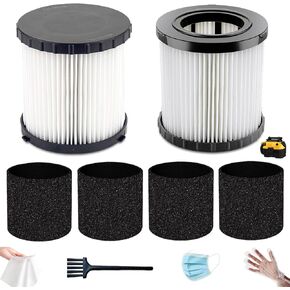 2 Pack DCV5801H HEPA Filter Compatible with DEWALT DCV580H, DCV581H 20V MAX Wet/Dry Vacuum, with 4 Foam Sleeve Filters & 1 Brush