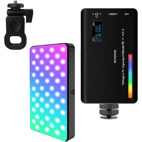 Magnetic RGB Video Light with Multi Functional Stand, 360° Full Color LED Camera Light with 3 Cold Shoe CRI≥95 2500K-9000K, 2000mAh Rechargeable Photography Lighting with 20 Scene Modes