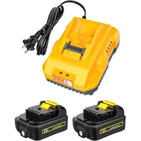 2 Pack 3.0Ah Replacement for Dewalt 12V Battery and DCB112 Battery Charger- Compatible with Dewalt 12V 20V Batteries