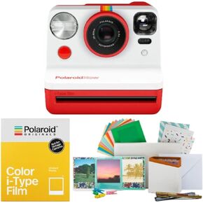 Polaroid Originals الآن Bearfinder I-Type Instant Camera (RED) مع أفلام I-type وملحق صور عتيقة قابلة لإعادة الاستخدام (3 عناصر)
