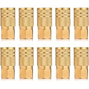Air Hose Fittings 1/4" NPT Female Industrial Compression Union Fitting, Female Quick Connect Couplers, 10 Pcs for Air Tools and Accessories