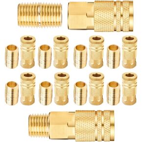 Air Hose Fittings 20 Pc Set, 1/4" NPT Female Industrial Quick Connect Couplers and 1/4" NPT Male Closed Nipples, Maximum Versatility Connection Kit