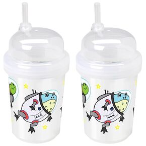 8 oz Zoomi Straw Sippy Cup, Space Explorers Style, 2 Pack