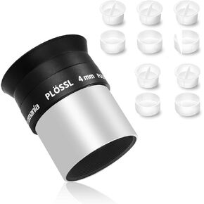 Astromania Dust Caps Set for 1.25" Telescope Eyepieces or Other Accessories - Bundle with - 1.25" 4mm Plossl Telescope Eyepiece