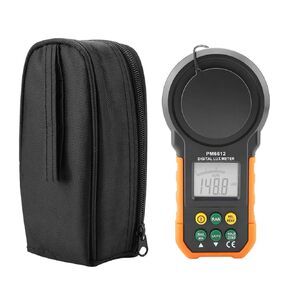 Peakmeter PM6612 PM6612L عالية الدقة الرقمية مقياس Luxmeter 200000Lux نطاق القياس لتحليل الإضاءة في الهواء الطلق داخلي الأسود البرتقالي 17x8.5x4.6 سم (PM6612)