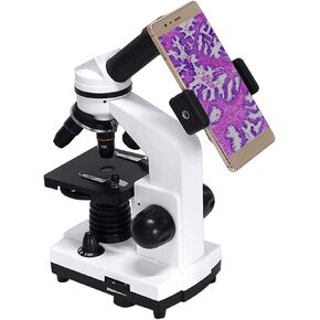 Biological Microscope 40X-1600X Compound LED Monocular Student Microscope Biological Exploration Smartphone Adapter for Research Jewelry School