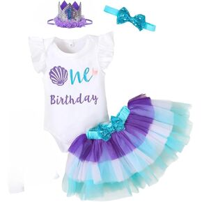 Baby Girl First Birthday Outfit Infant Girl My 1st Birthday Smash Cake Romper+Tutu Dress+Headband 3pcs Clothes Set
