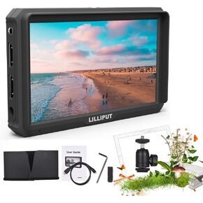 Lilliput A5 5 Inch IPS Camera-Top Broadcast Monitor for 4K Full HD Camcorder & DSLR with 1920x1080 High Resolution 1000:1 Contrast Application for Taking Photos & Making Movies