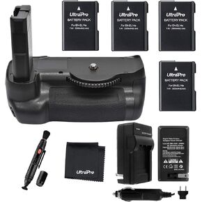 Battery Grip Bundle for Nikon D5600: Includes Vertical Battery Grip, 4-Pk EN-EL14a Long-Life Batteries, Charger, UltraPro Accessory Bundle