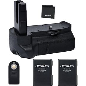 Battery Grip Bundle for Nikon D3100, D3200, D3300: Includes Vertical Battery Grip, 2-Pk EN-EL14a Replacement Long-Life Batteries, UltraPro Accessory Bundle